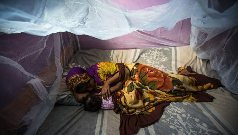 Resting under the mosquito net
