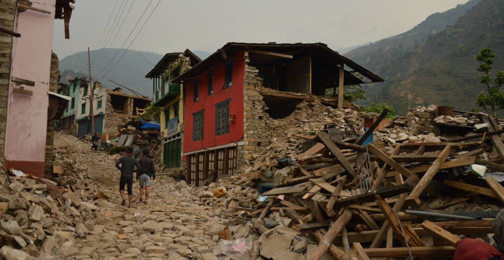 The aftermath of Nepal earthquake in 2015.